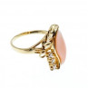 14K Yellow Gold Pink Agate & Sapphires Ring Size 5.5