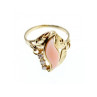14K Yellow Gold Pink Agate & Sapphires Ring Size 5.5