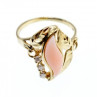 14K Yellow Gold Pink Agate & Sapphires Ring Size 5.5