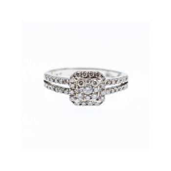 10K White Gold Diamonds Ring Size 6.5