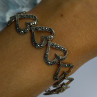 925 Sterling Silver Marcasite Hearts Bracelet Length 7.5