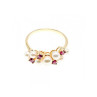 14K Yellow Gold Pearl & Rubies Ring Size 6.5