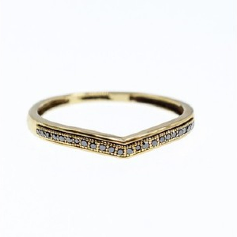 10K Yellow Gold Black Diamonds Ring Size 8