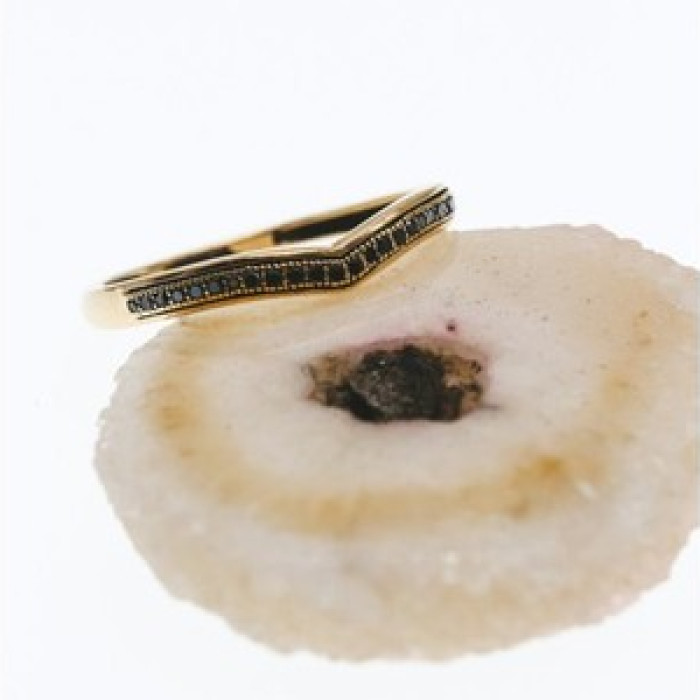 10K Yellow Gold Black Diamonds Ring Size 8