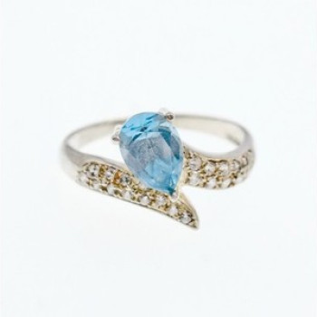 925 Sterling Silver Topaz & CZ Ring Size 9.5