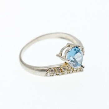 925 Sterling Silver Topaz & CZ Ring Size 9.5