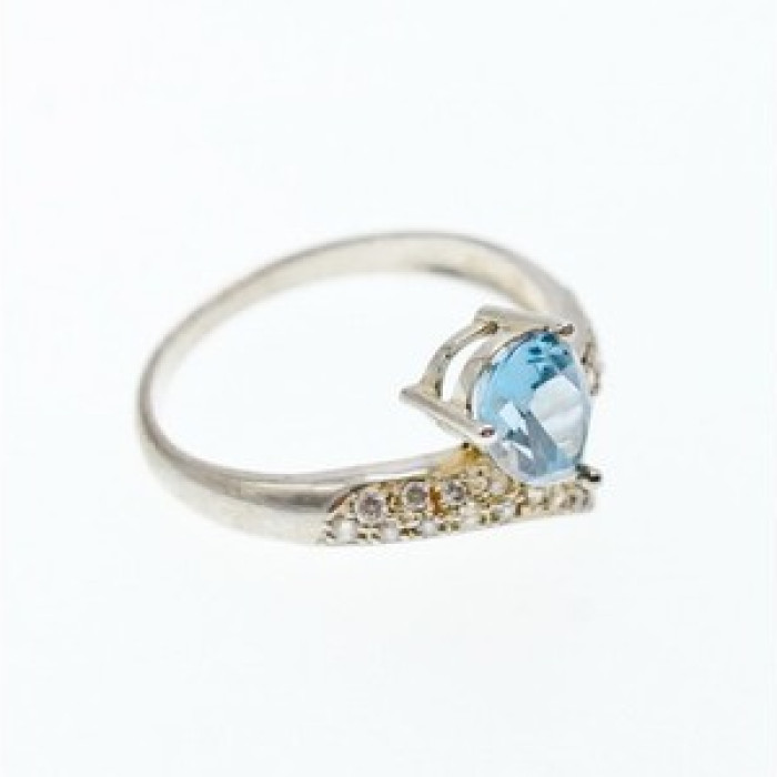 925 Sterling Silver Topaz & CZ Ring Size 9.5