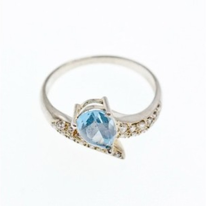 925 Sterling Silver Topaz & CZ Ring Size 9.5