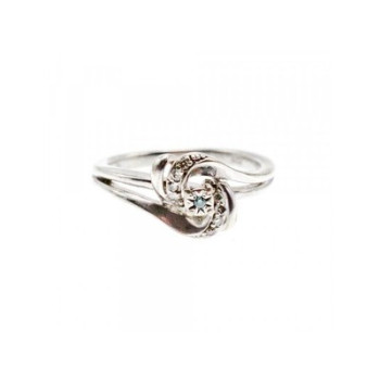 925 Sterling Silver Blue & White Topaz Ring Size 7