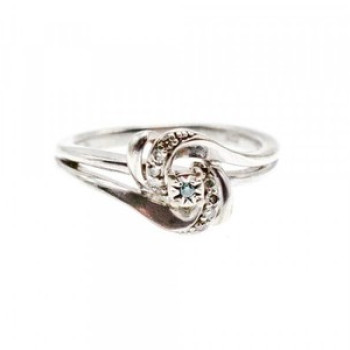 925 Sterling Silver Blue & White Topaz Ring Size 7