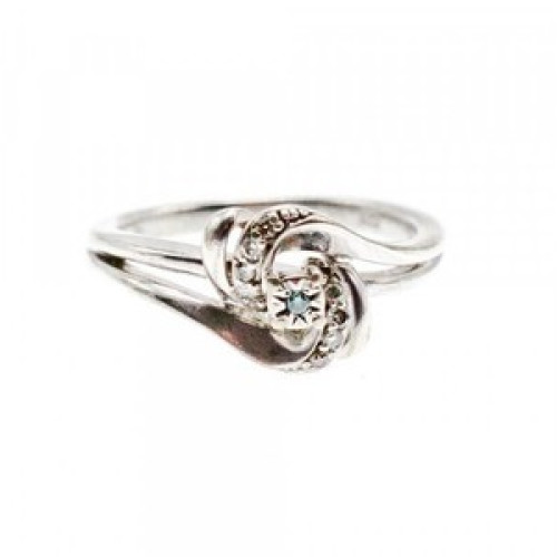 925 Sterling Silver Blue & White Topaz Ring Size 7