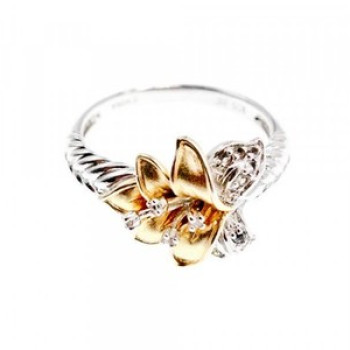 925 Sterling Silver Gold Plated CZ 