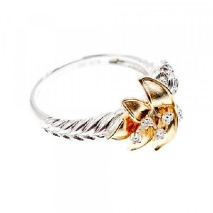 925 Sterling Silver Gold Plated CZ 