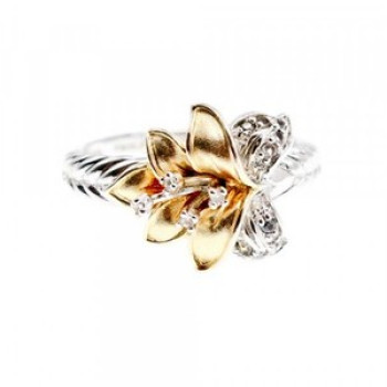 925 Sterling Silver Gold Plated CZ 