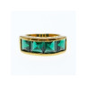 925 Sterling Silver Gold Plated Emeralds Ring Size 6.5
