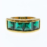 925 Sterling Silver Gold Plated Emeralds Ring Size 6.5