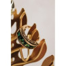 925 Sterling Silver Gold Plated Emeralds Ring Size 6.5