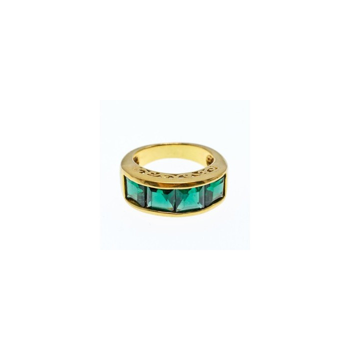 925 Sterling Silver Gold Plated Emeralds Ring Size 6.5