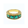 925 Sterling Silver Gold Plated Emeralds Ring Size 6.5