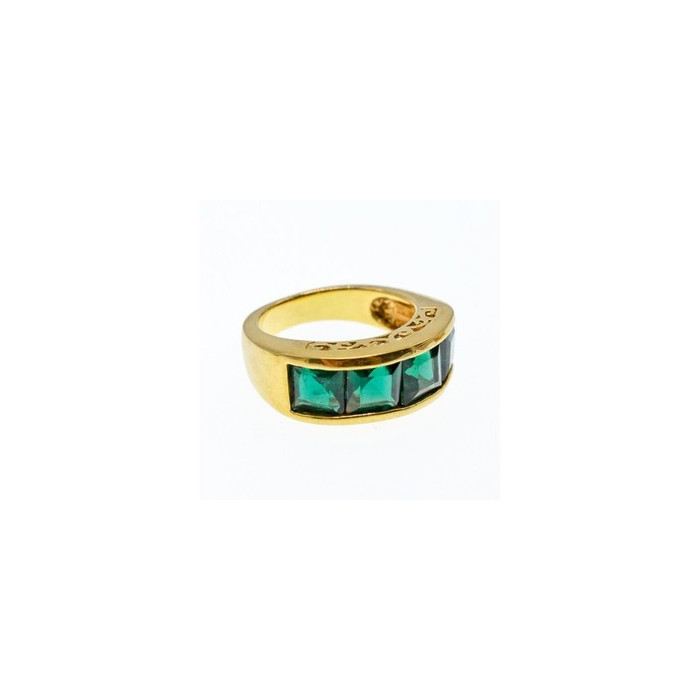 925 Sterling Silver Gold Plated Emeralds Ring Size 6.5