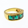 925 Sterling Silver Gold Plated Emeralds Ring Size 6.5