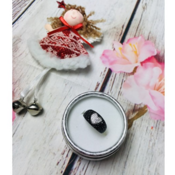 925 Sterling Silver Black Spinel & Goshenite Ring Size 6.5