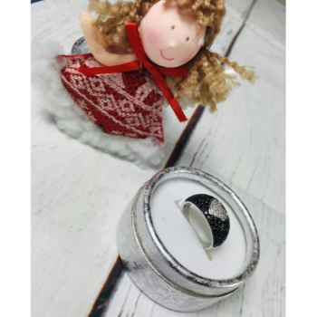 925 Sterling Silver Black Spinel & Goshenite Ring Size 6.5