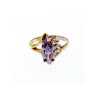 925 Sterling Silver Gold Plated Amethyst & CZ Ring Size 7