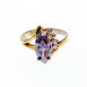 925 Sterling Silver Gold Plated Amethyst & CZ Ring Size 7