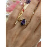 925 Sterling Silver Gold Plated Amethyst & CZ Ring Size 7