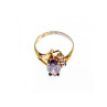 925 Sterling Silver Gold Plated Amethyst & CZ Ring Size 7