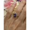925 Sterling Silver Gold Plated Amethyst & CZ Ring Size 7