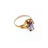 925 Sterling Silver Gold Plated Amethyst & CZ Ring Size 7