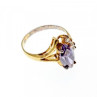 925 Sterling Silver Gold Plated Amethyst & CZ Ring Size 7