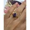 925 Sterling Silver Gold Plated Amethyst & CZ Ring Size 7