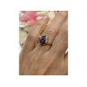 925 Sterling Silver Gold Plated Amethyst & CZ Ring Size 7