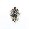 925 Sterling Silver Amethyst, Topaz & Peridot Openwork Ring Size 5