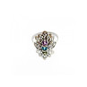 925 Sterling Silver Amethyst, Topaz & Peridot Openwork Ring Size 5