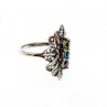 925 Sterling Silver Amethyst, Topaz & Peridot Openwork Ring Size 5