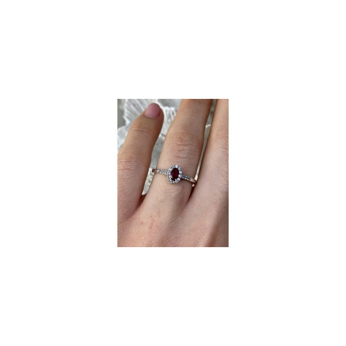 925 Sterling Silver Rubellite & White Tourmaline Ring Size 7