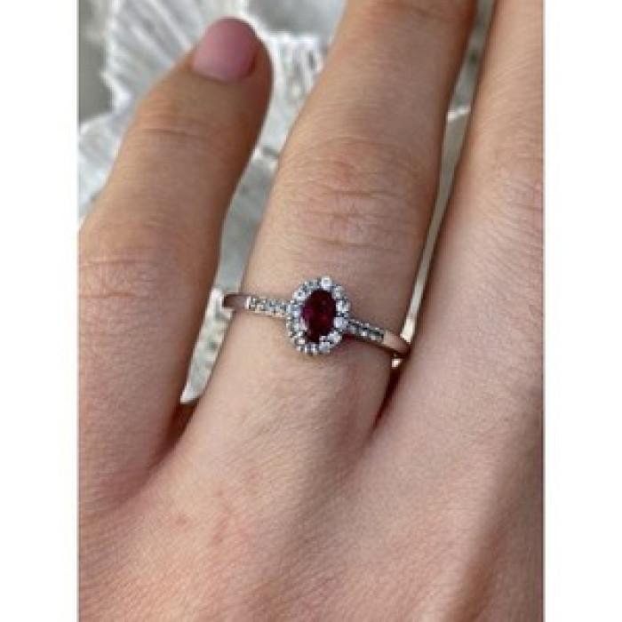 925 Sterling Silver Rubellite & White Tourmaline Ring Size 7