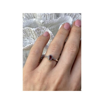 925 Sterling Silver Rubellite & White Tourmaline Ring Size 7