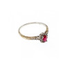 925 Sterling Silver Rubellite & White Tourmaline Ring Size 7
