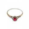 925 Sterling Silver Rubellite & White Tourmaline Ring Size 7
