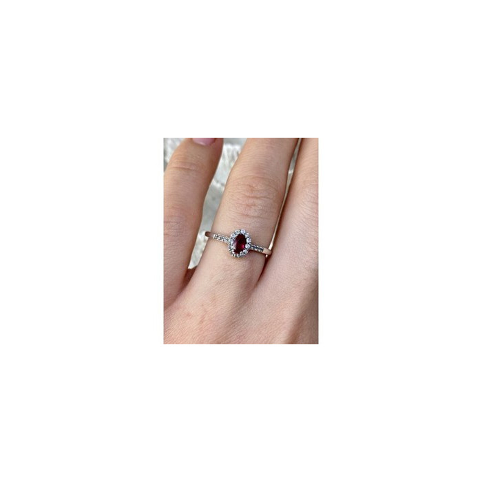 925 Sterling Silver Rubellite & White Tourmaline Ring Size 7