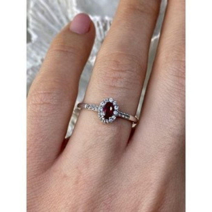 925 Sterling Silver Rubellite & White Tourmaline Ring Size 7