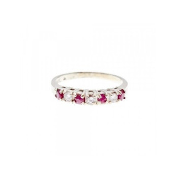 925 Sterling Silver Pink Spinel & CZ Ring Size 7