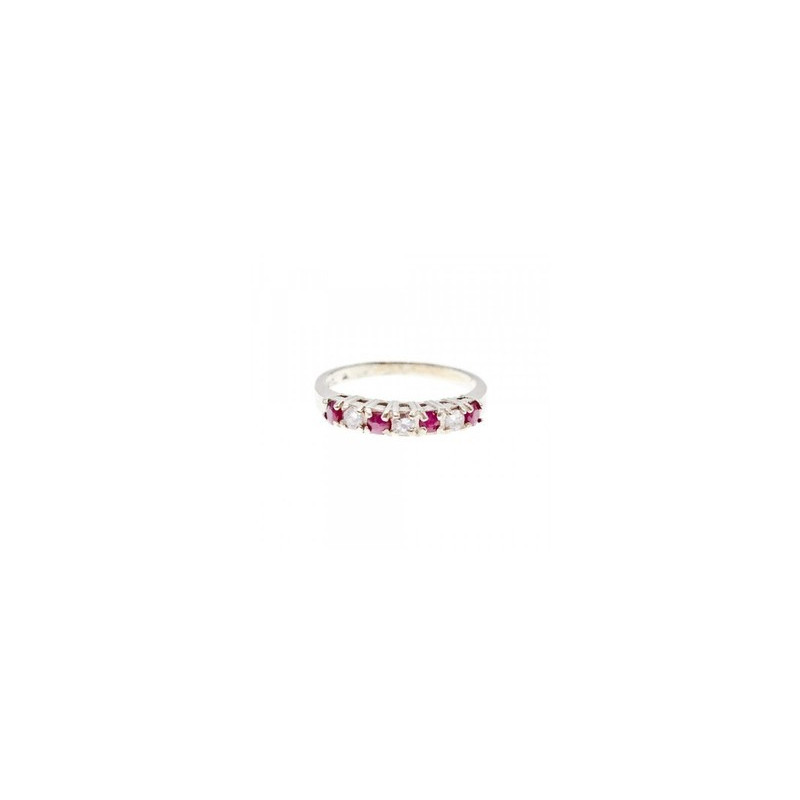 925 Sterling Silver Pink Spinel & CZ Ring Size 7