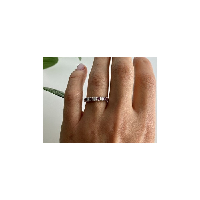925 Sterling Silver Pink Spinel & CZ Ring Size 7