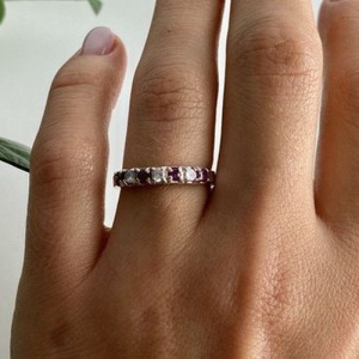 925 Sterling Silver Pink Spinel & CZ Ring Size 7